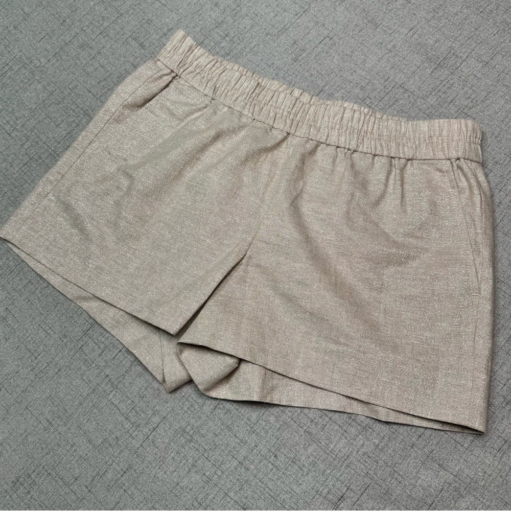 J. Crew Tropez Linen Metallic Shimmer Shorts with Pockets Size 4 - Picture 3 of 8
